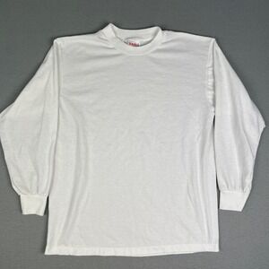 VTG Blank‎ Plain White T Shirt Fits M Sunbelt Long Sleeve 80s Single Stitch USA